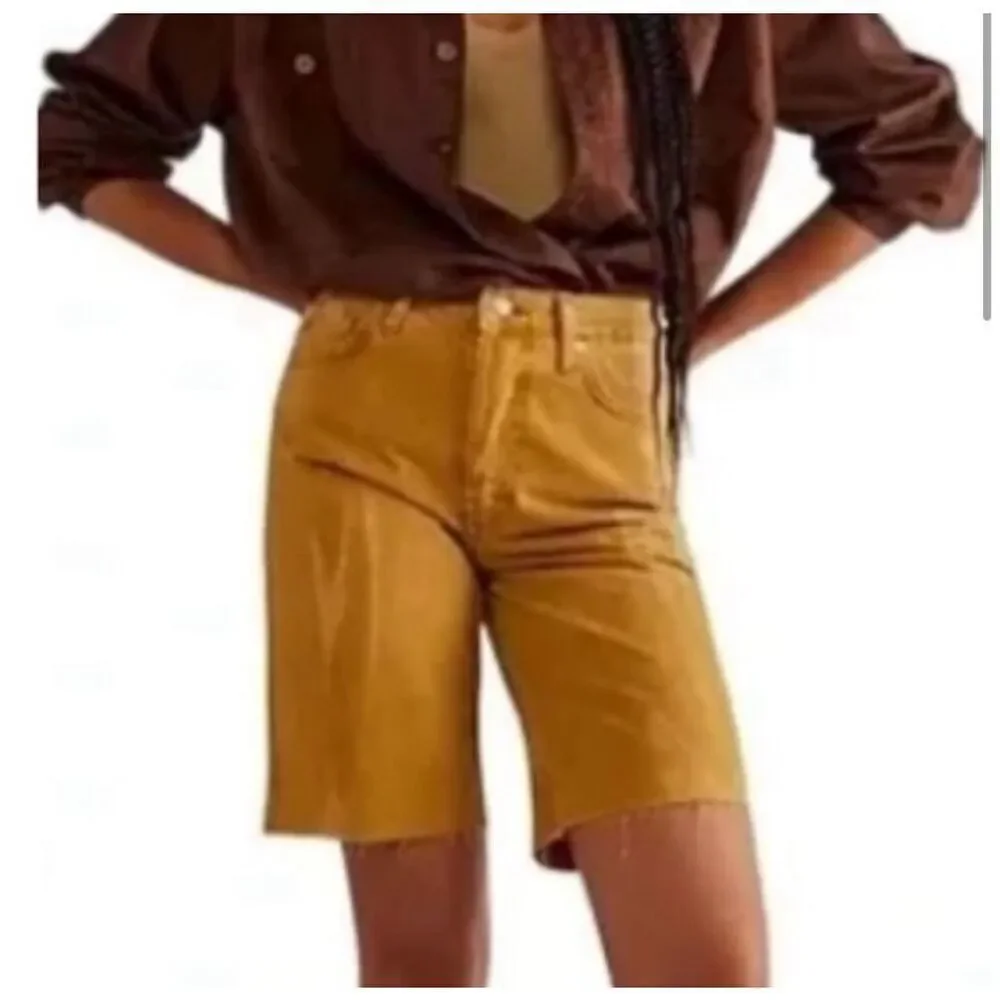 NWOT Avery Bermuda Shorts by Free People in Mustard Yellow Size 24